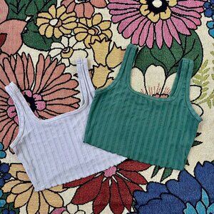 Set of Ribbed Crop Tanks